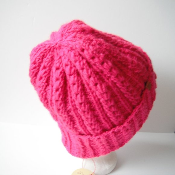Hand Knitted Hat Toque Size XL-(L) Acrylic Pink - 038 Hand knit by me - Picture 4 of 10